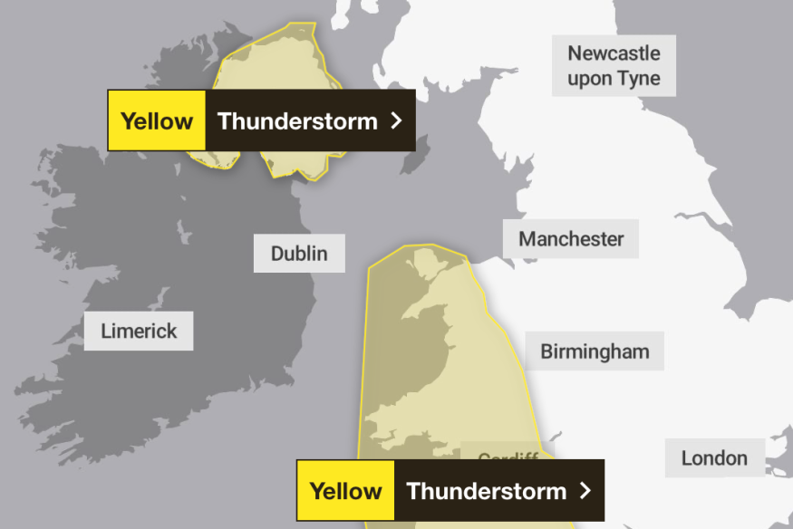 North Wales thunderstorms on Thursday and Friday
